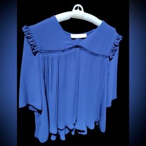 See by Chloe Royal Blue Pleated Blouse~Size Medium~Pre-Owned